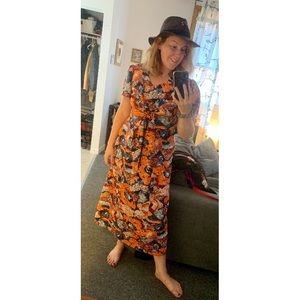 Vintage Lace-Up Maxi Dress